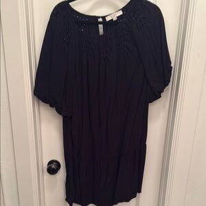 LOFT Black Smocked Mini Dress